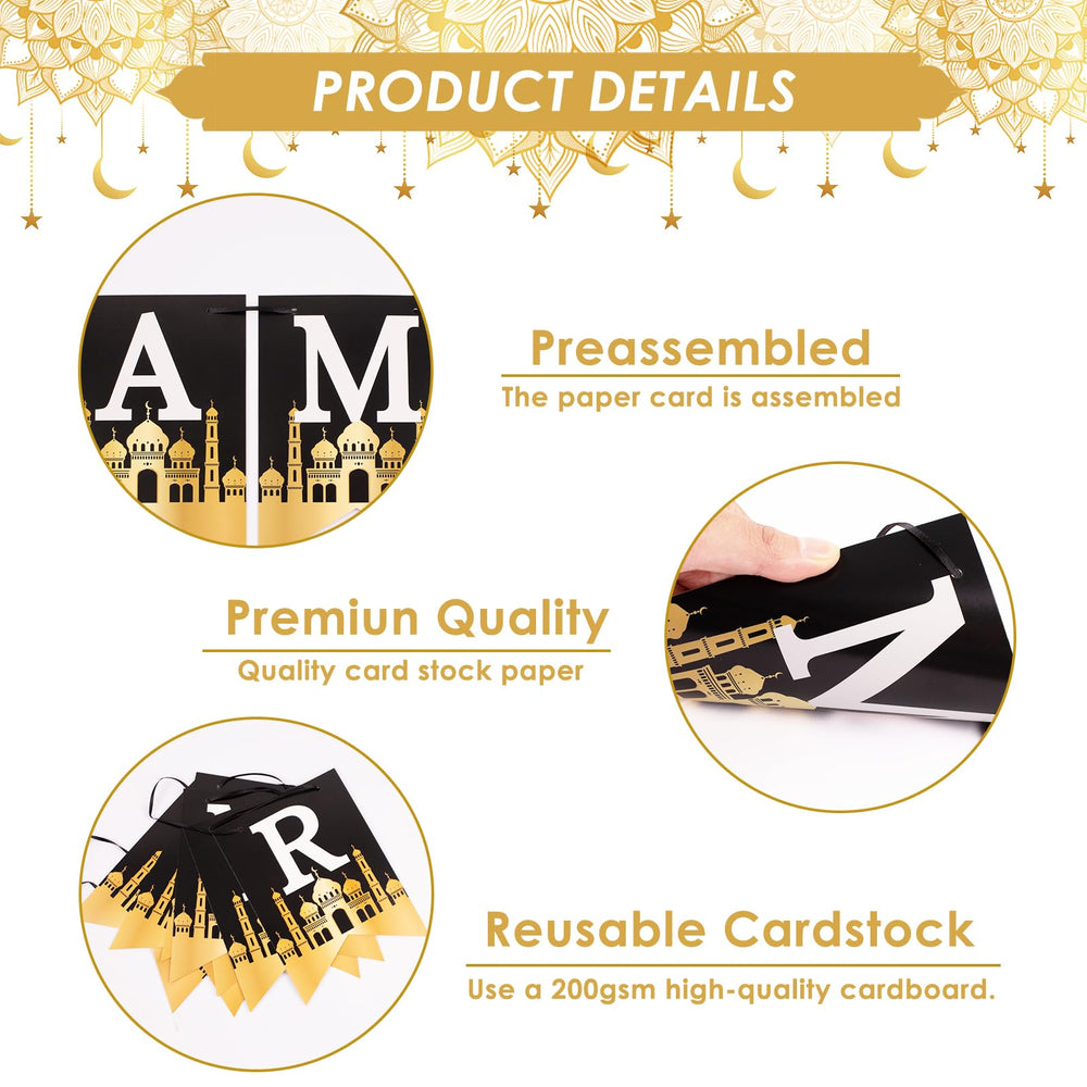 AhfuLife black and gold balloons kit for elegant Ramadan ambiance.