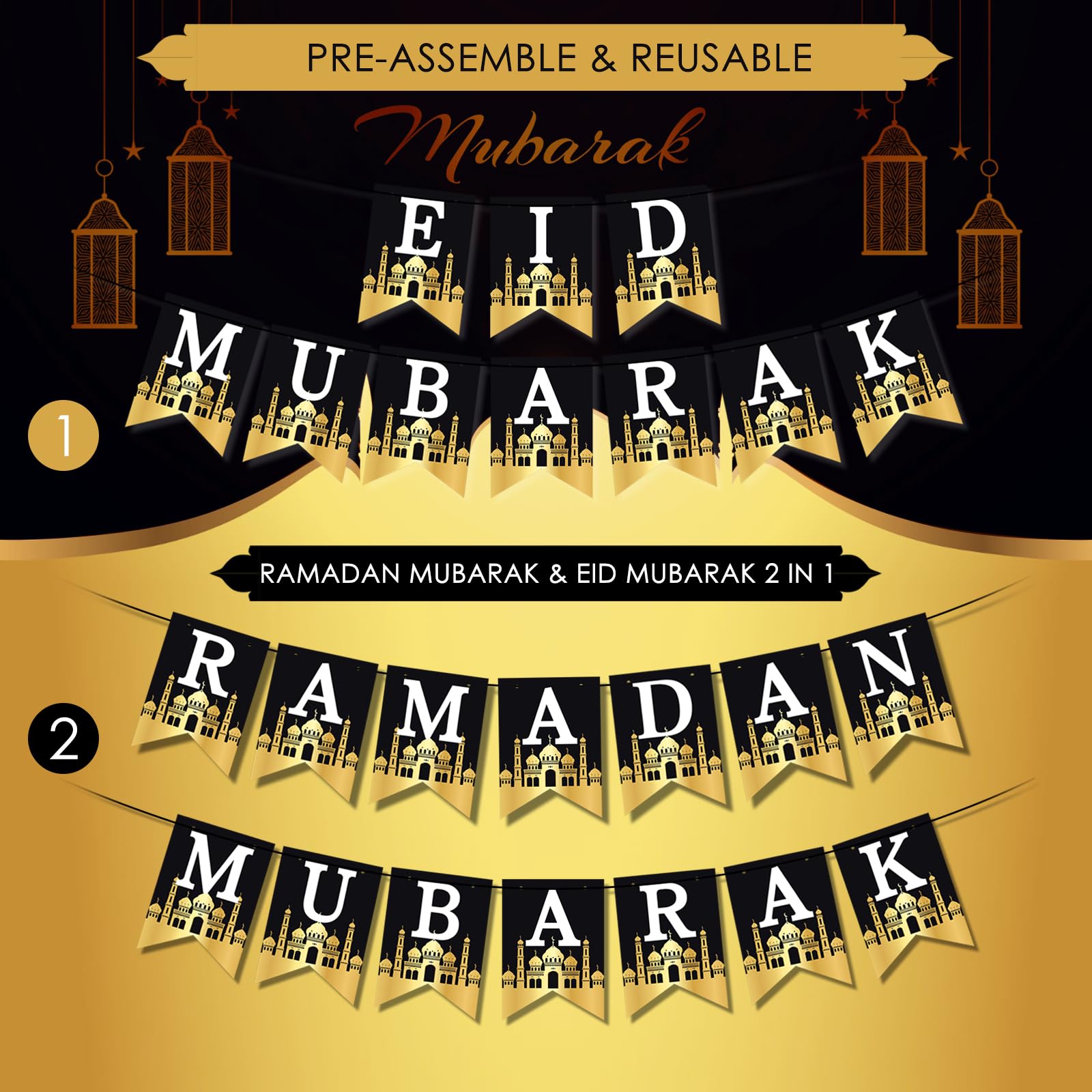 AhfuLife Eid banner card 18x13 cm for easy party placement