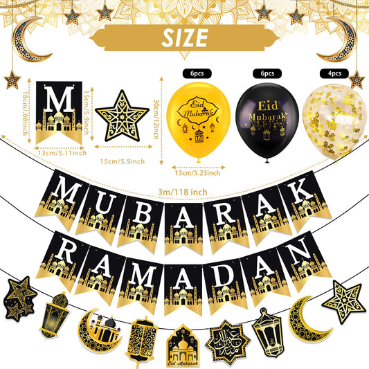 AhfuLife Eid Mubarak banner collection featuring moon and star designs.