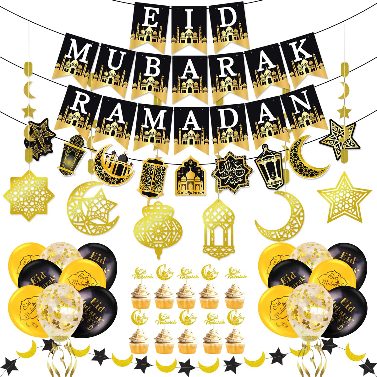 AhfuLife Ramadan banner flag for Eid Mubarak display, enhancing festive spaces