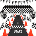 AHIER traffic cones with flags for durable, reusable race-themed party decor.