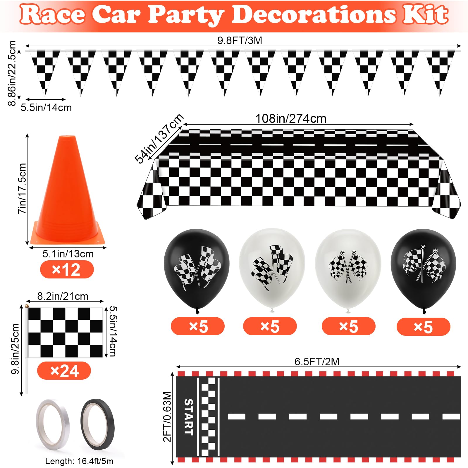 AHIER checkered flags on sticks for quick finish-line accents at events.