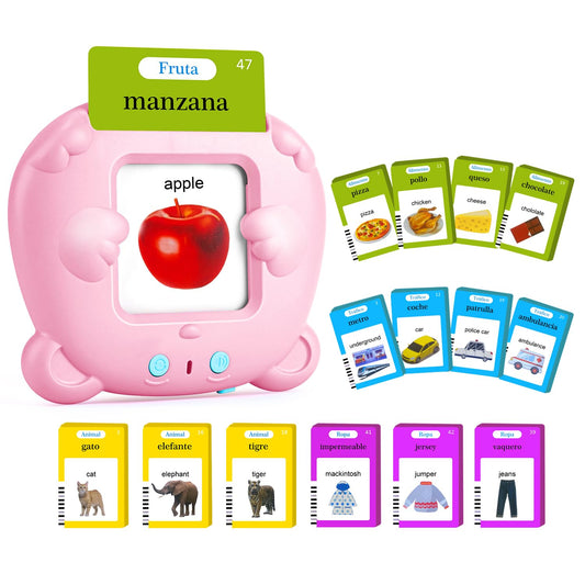 AHJ talking flash cards featuring animals illustrations boost early vocabulary recall.