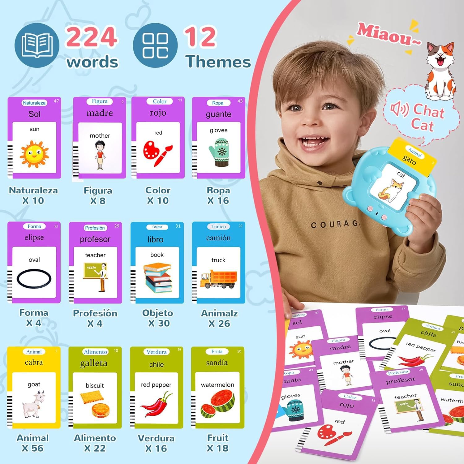 AHJ Talking Flash Cards animals theme engages kids during language play
