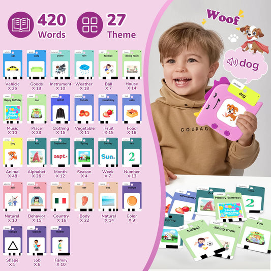 AHJ talking flash cards device with card reading supports independent learning
