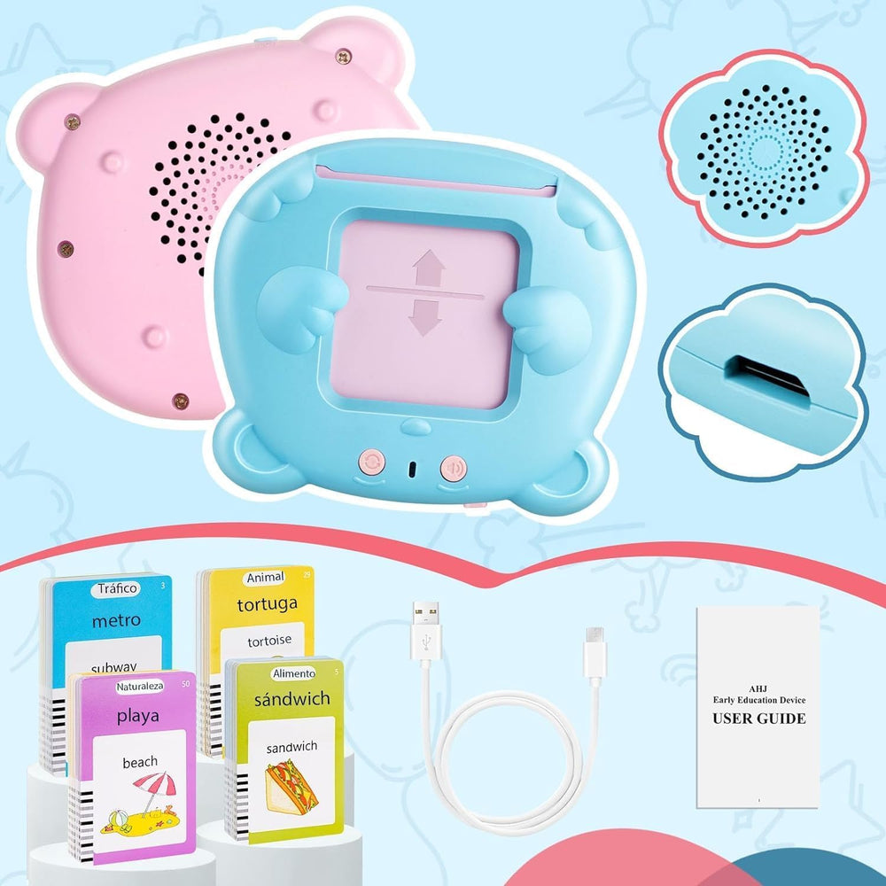 AHJ Talking Flash Cards rechargeable battery supports longer screen-free learning