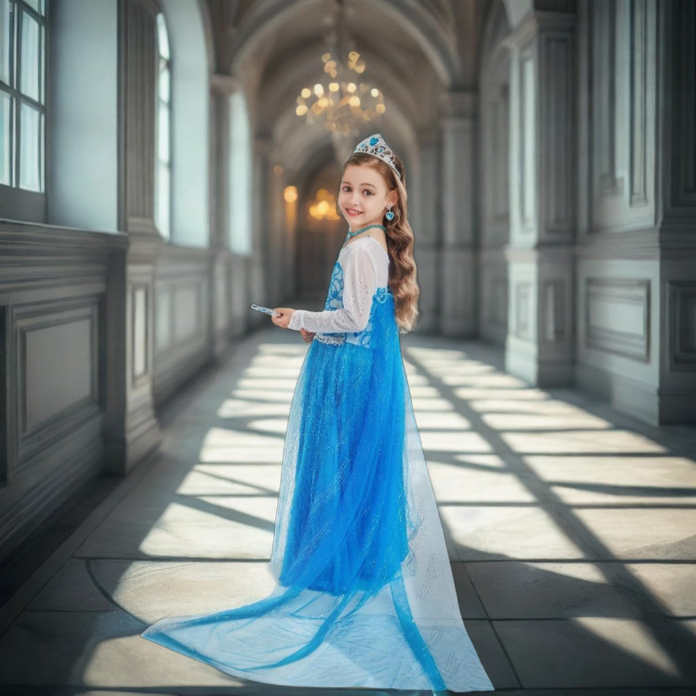 AHLPO Elsa dress with sparkling rhinestones catching light during parties and photos