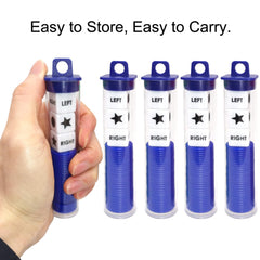 Ahoper round tube storage keeps this blue dice game portable and organized for travel.
