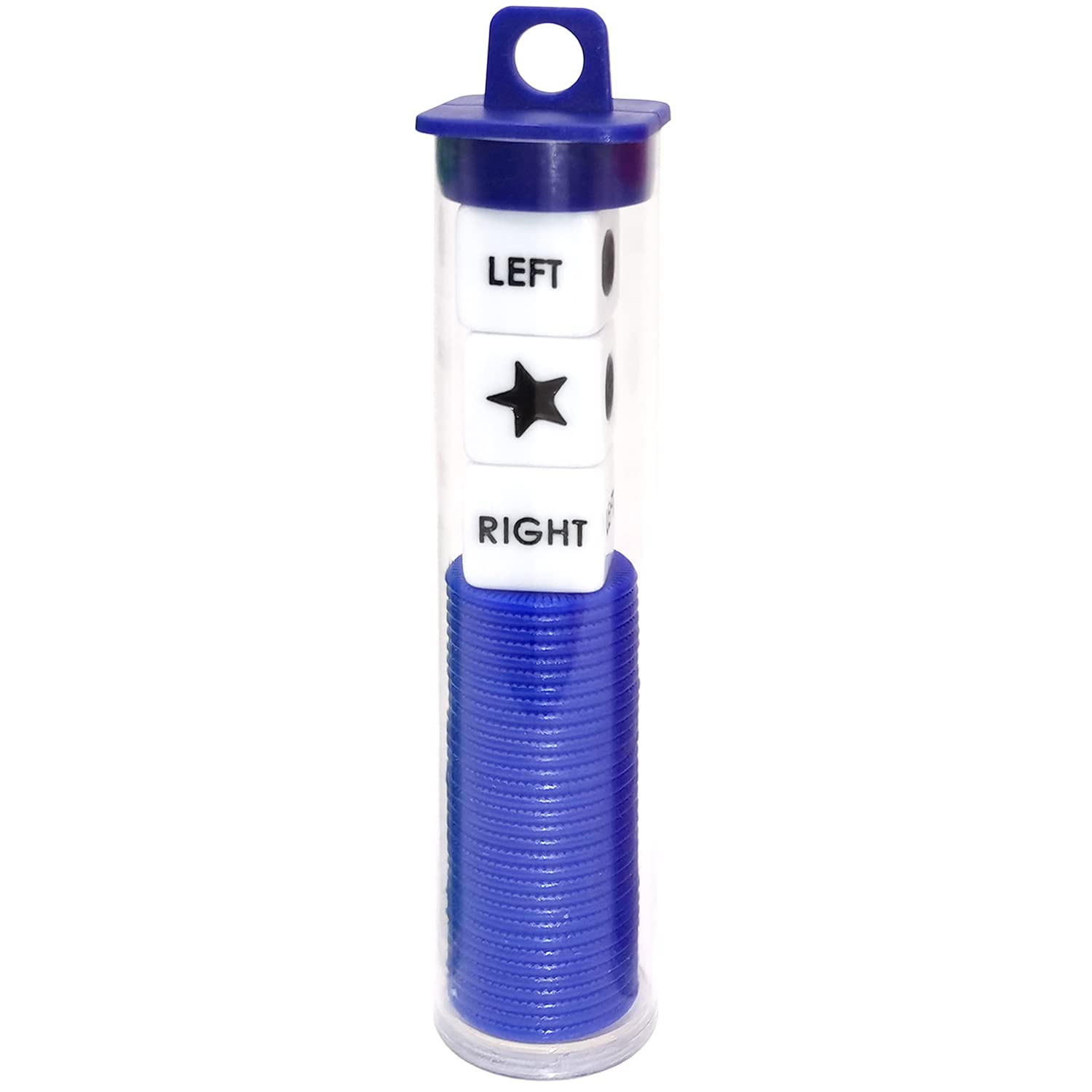 Ahoper Left Right Center dice game blue bundle with portable travel case.