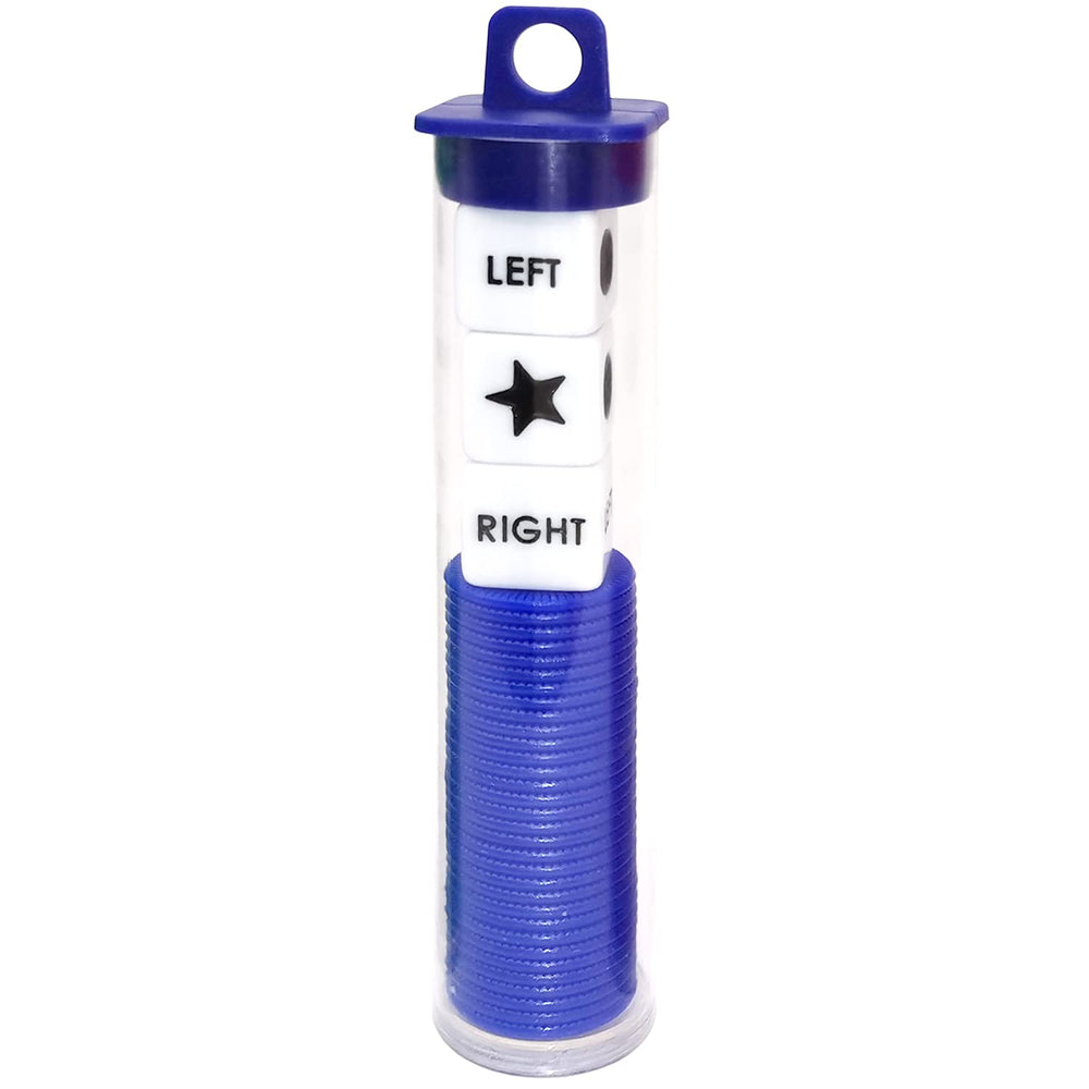 Ahoper Left Right Center dice game blue bundle with portable travel case.