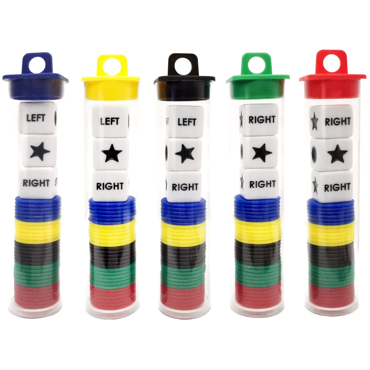 Ahoper Left Right Center dice set with three dice for fast, simple gameplay.