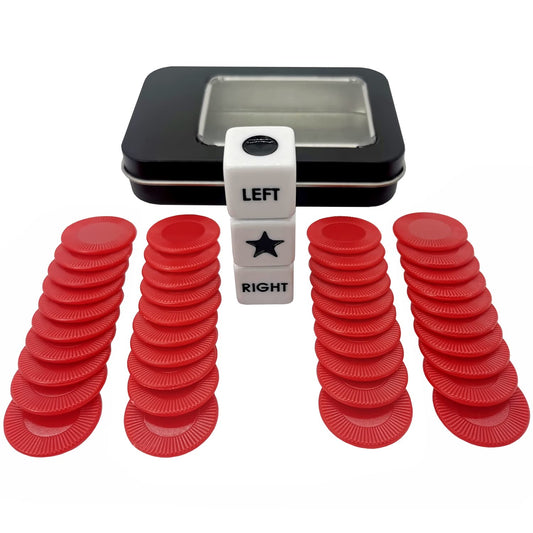 Ahoper red chips paired with the dice set for engaging rounds