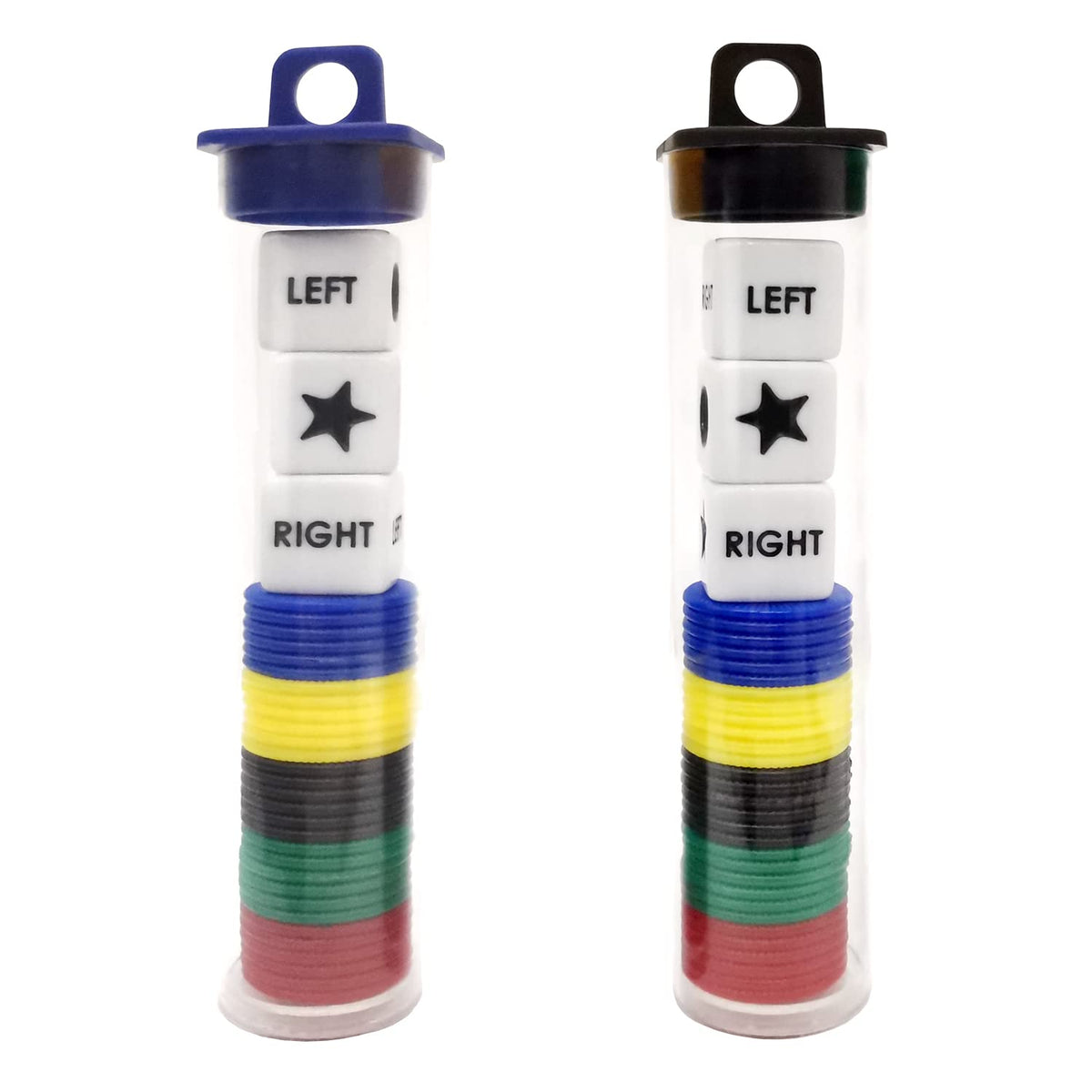 Ahoper left-right-center dice set with three dice for fast, portable gameplay