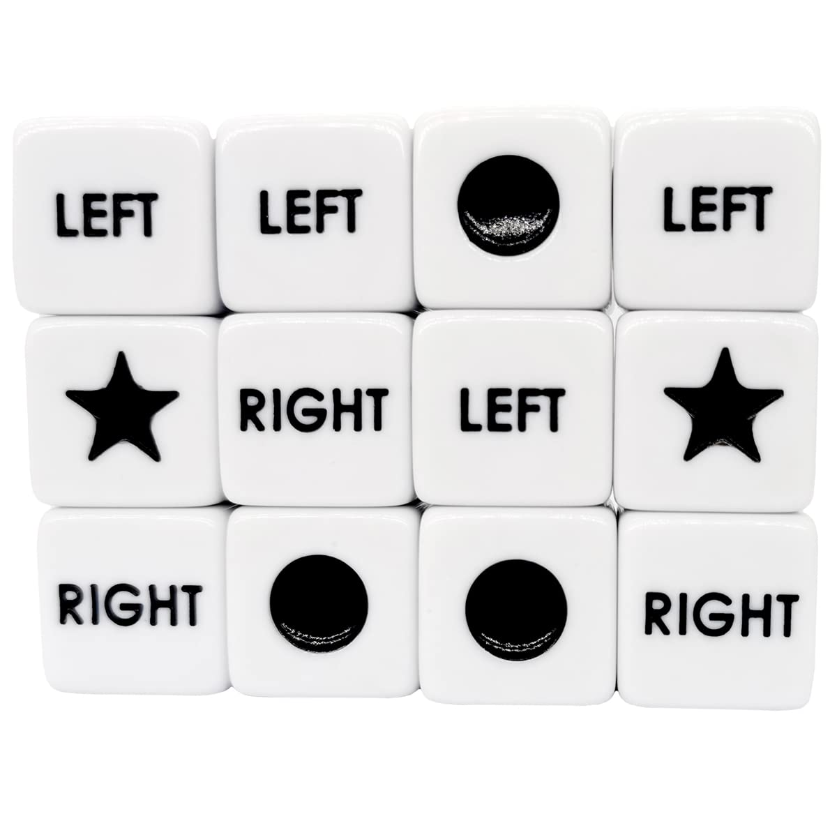 Ahoper right left center dice 12-pack for group games and quick rounds.