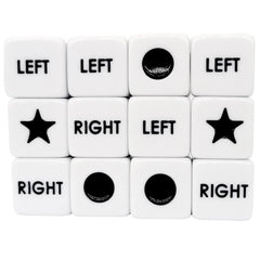 Ahoper right left center dice 12-pack for group games and quick rounds.
