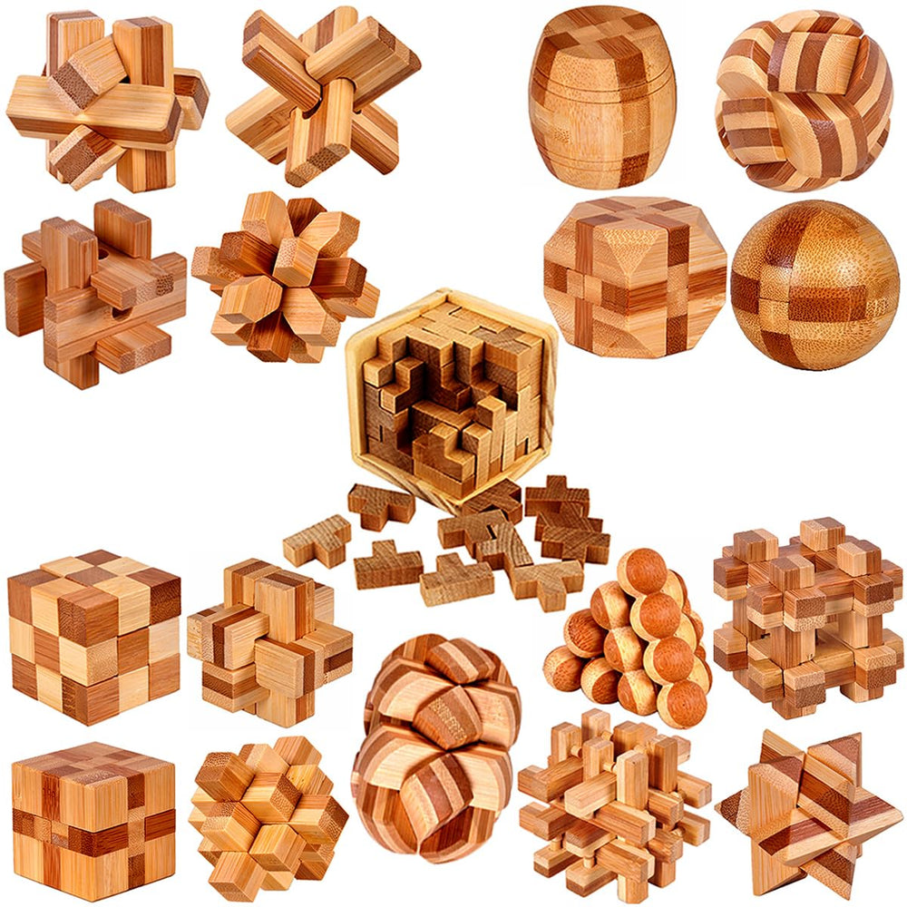 Ahyuan burr puzzle collection ready for disassembly and reassembly