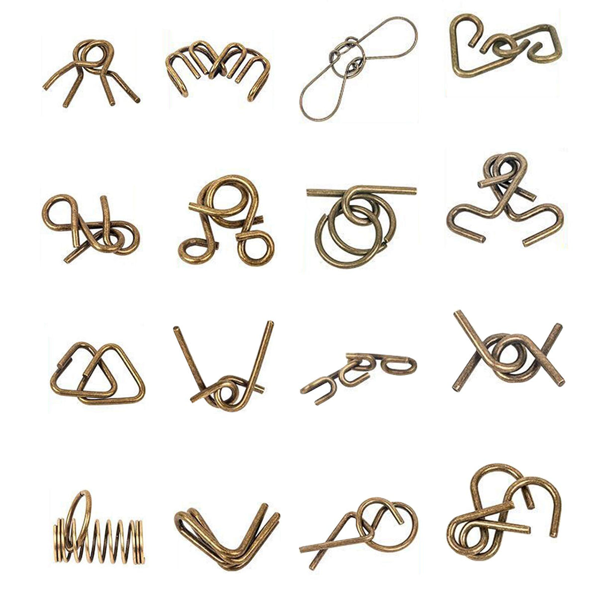 Ahyuan Chinese Rings puzzle in bronze with pouch for portable brain training