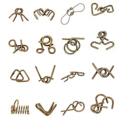 Ahyuan Chinese Rings puzzle in bronze with pouch for portable brain training