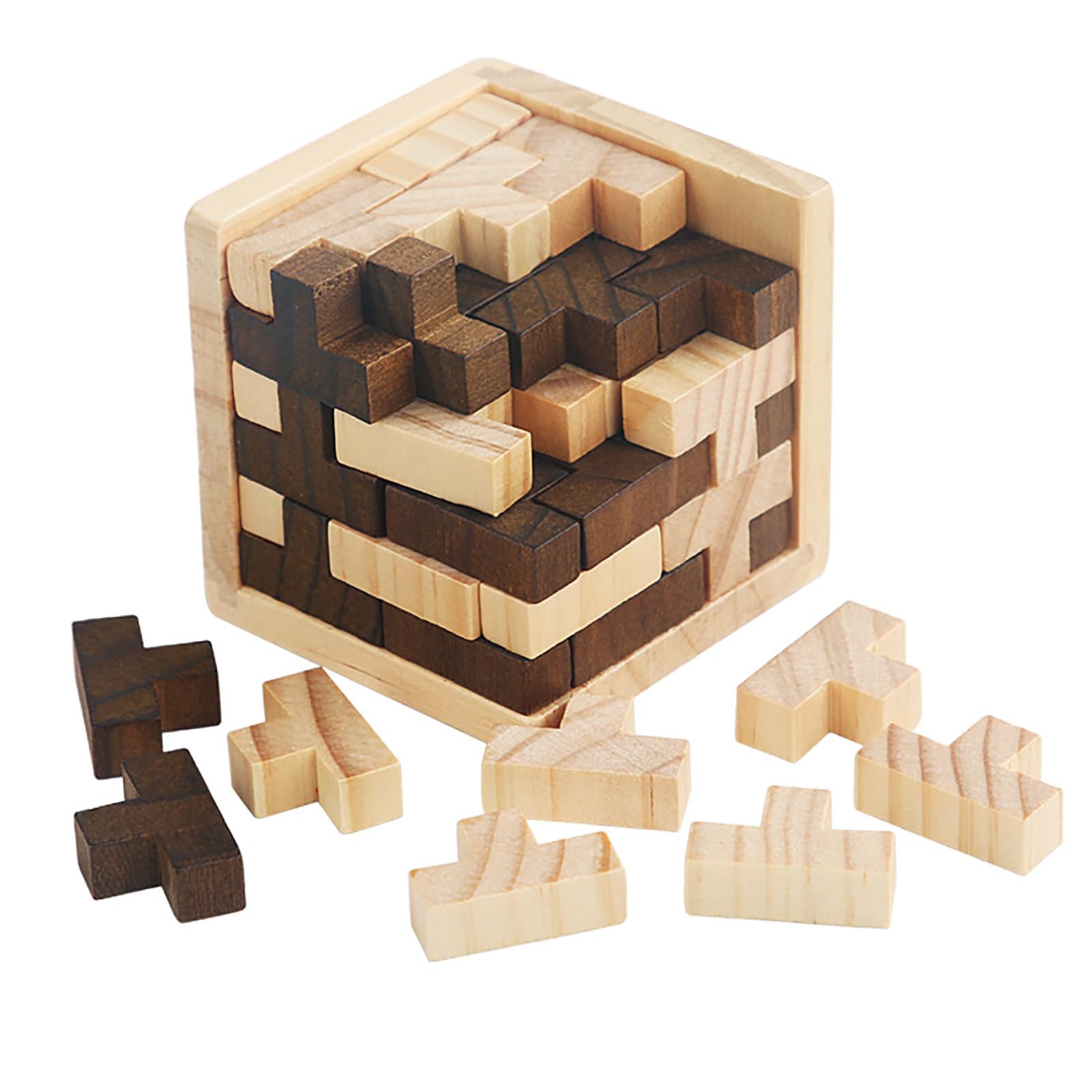 Ahyuan wooden brain teaser cube with interlocking pieces for focused thinking and problem solving