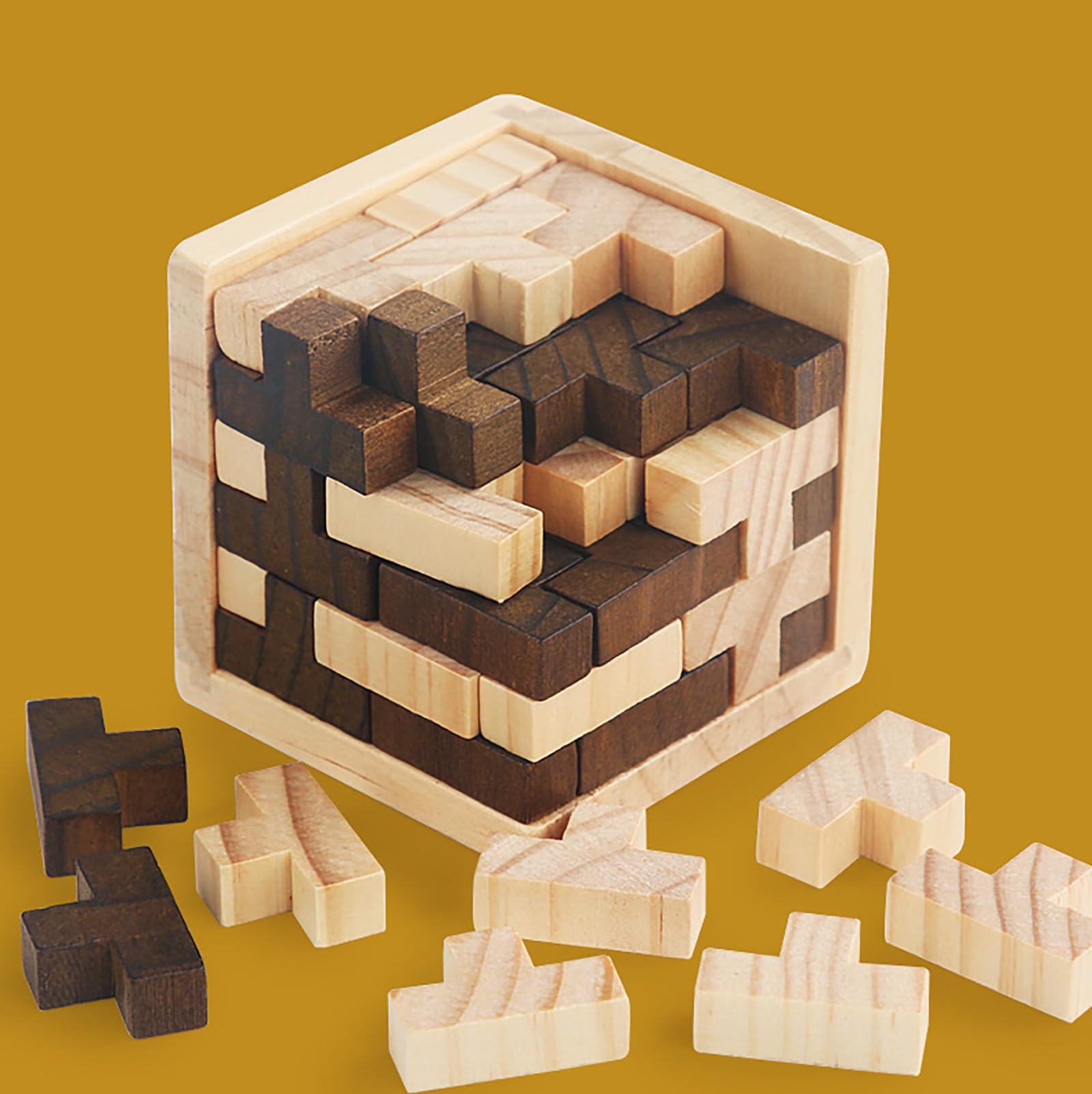Ahyuan wooden logic puzzle blocks forming new shapes through interlocking design