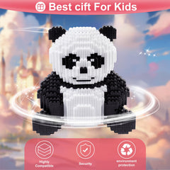 Panda figure from AHZILEI blocks displayed on a desk