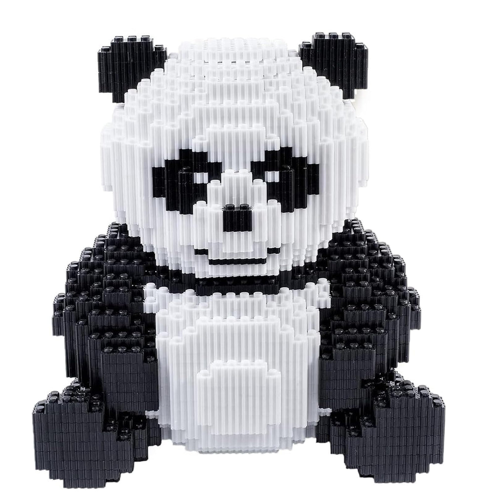 AHZILEI Panda mini blocks kit being assembled for creative play