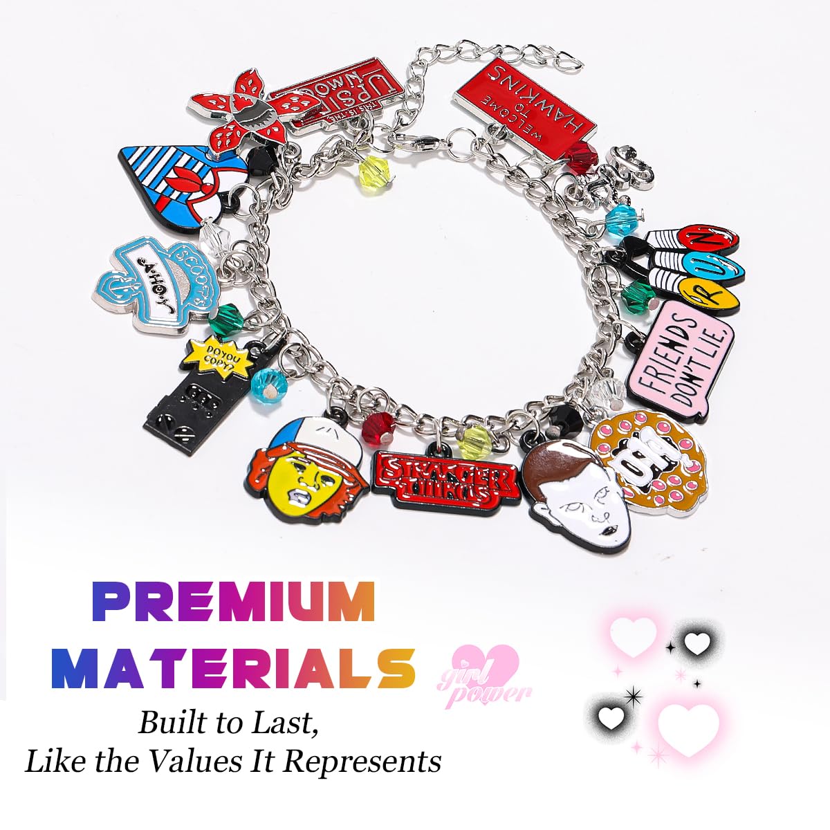 AICase Stranger bracelet with Hawkins logo charm, subtle fandom accent for everyday outfits.