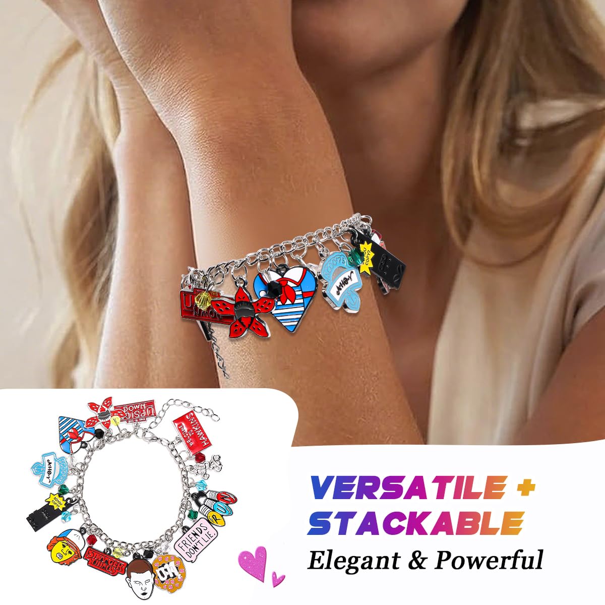 AICase Stranger bracelet Upside Down charm, eye-catching detail for party nights and fan events.