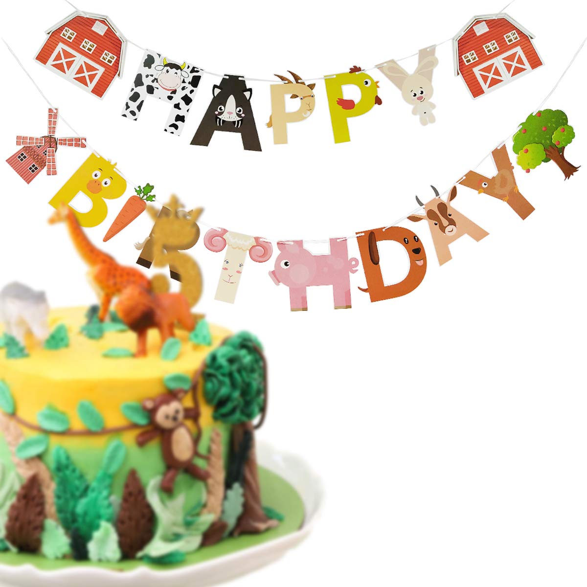 AI PARTY Farm Animals Banner card stock is durable and recyclable