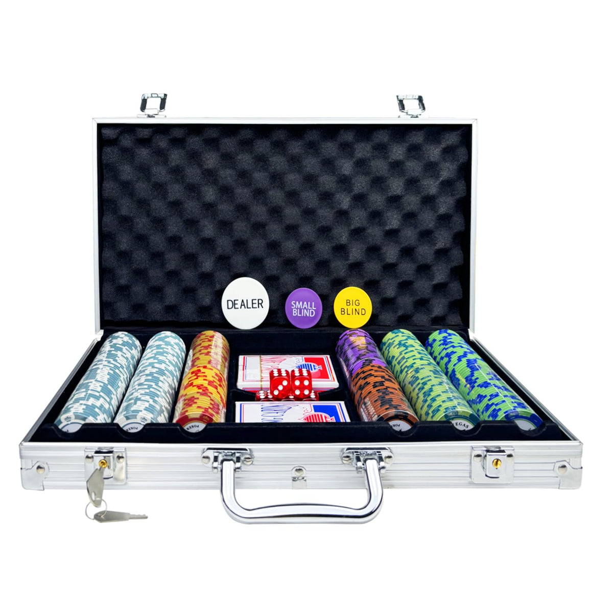 AIBETOMG poker chips 300pcs in vibrant colors for quick denomination spotting.