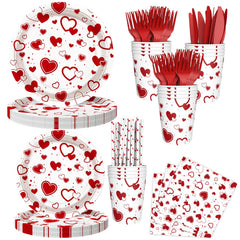 AIBIIN Valentines Day 9-inch plates with a red heart design for festive tables