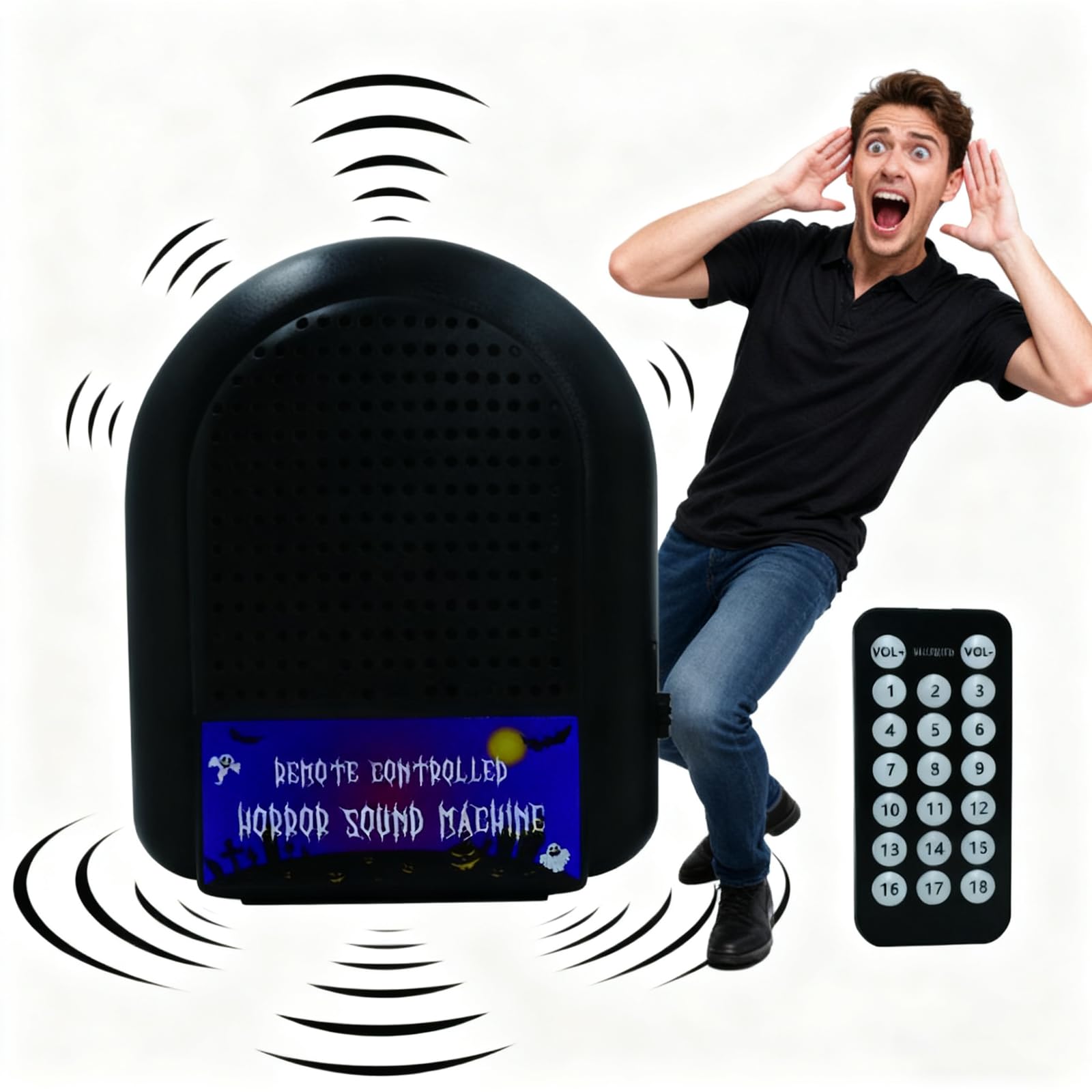 Aibitu device offers 18 voice options for versatile scary sound effects.