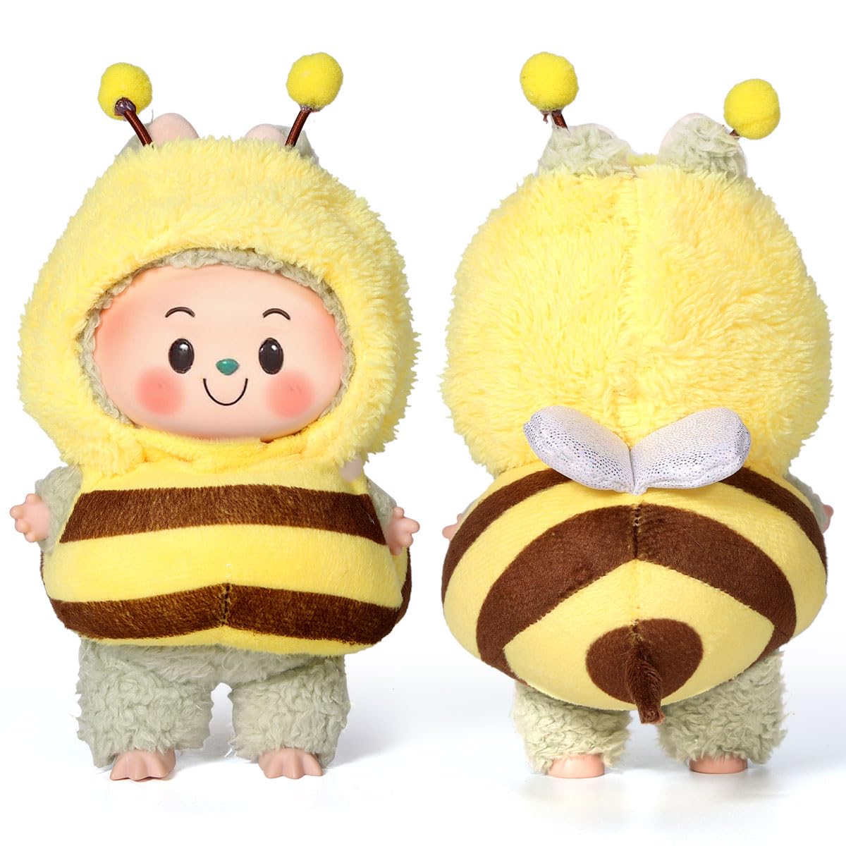 AICase 17cm bee outfit on a doll for playful dress-up and display.
