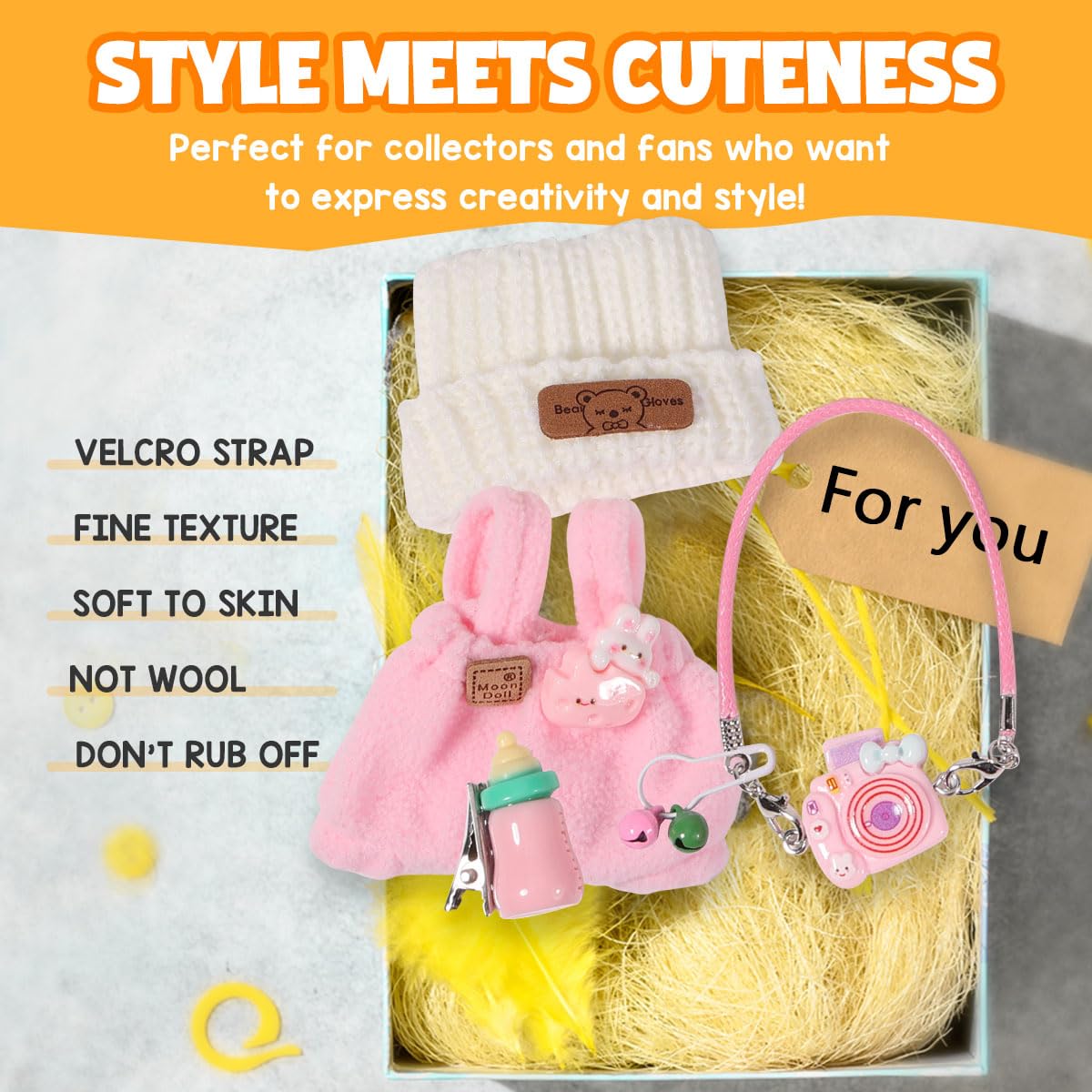 AICase 17cm doll clothes pink-16 outfit on doll shows a complete ensemble