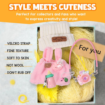 AICase 17cm doll clothes pink-16 outfit on doll shows a complete ensemble