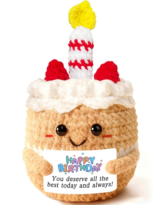 AicooFest happy birthday crochet cake close-up showing velvet-like texture for gifting