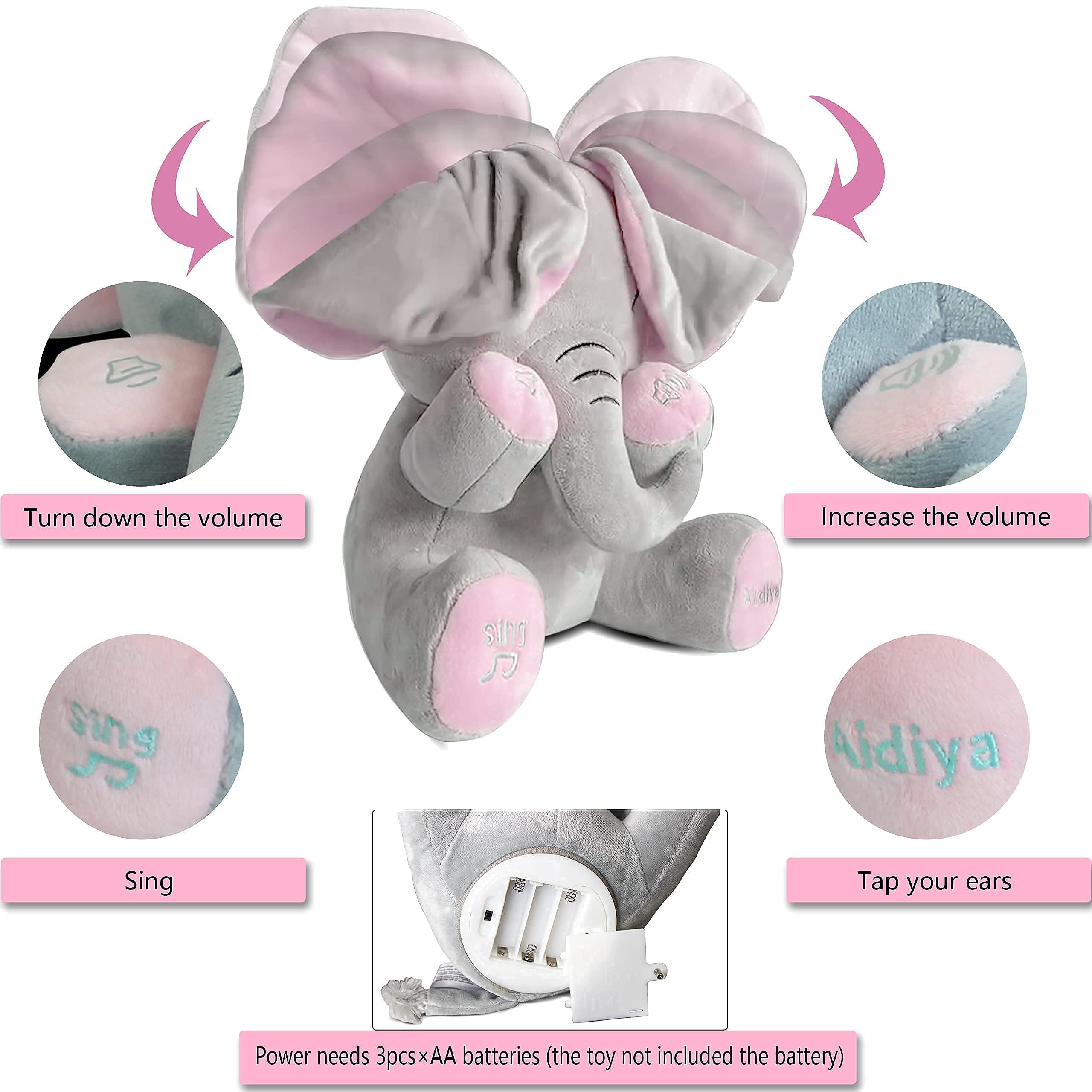 Aidiya Elephant Plush Safety Tested – safe materials for kids.