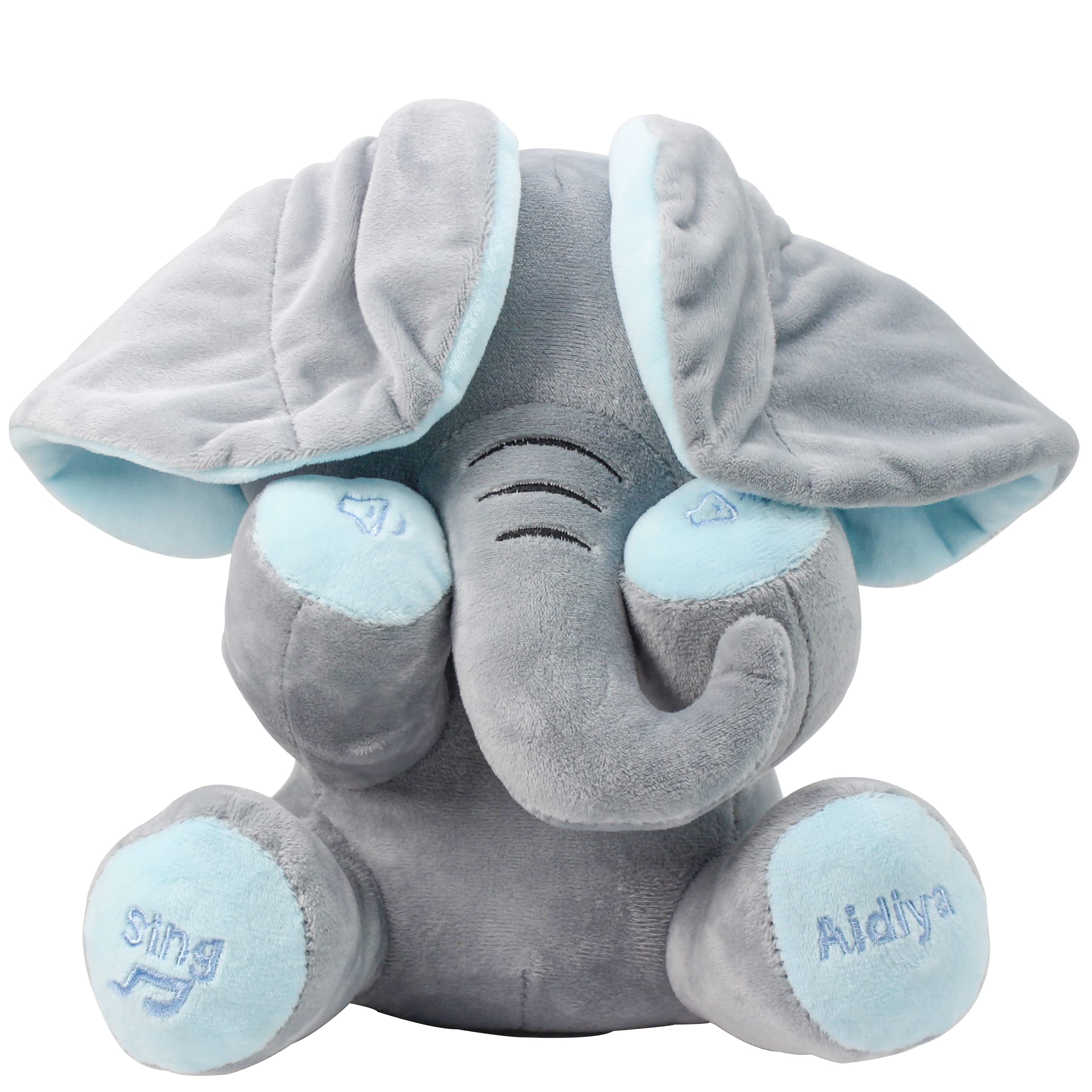 Aidiya elephant singing and interactive button demonstrates engaging play for kids.
