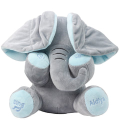 Aidiya elephant singing and interactive button demonstrates engaging play for kids.