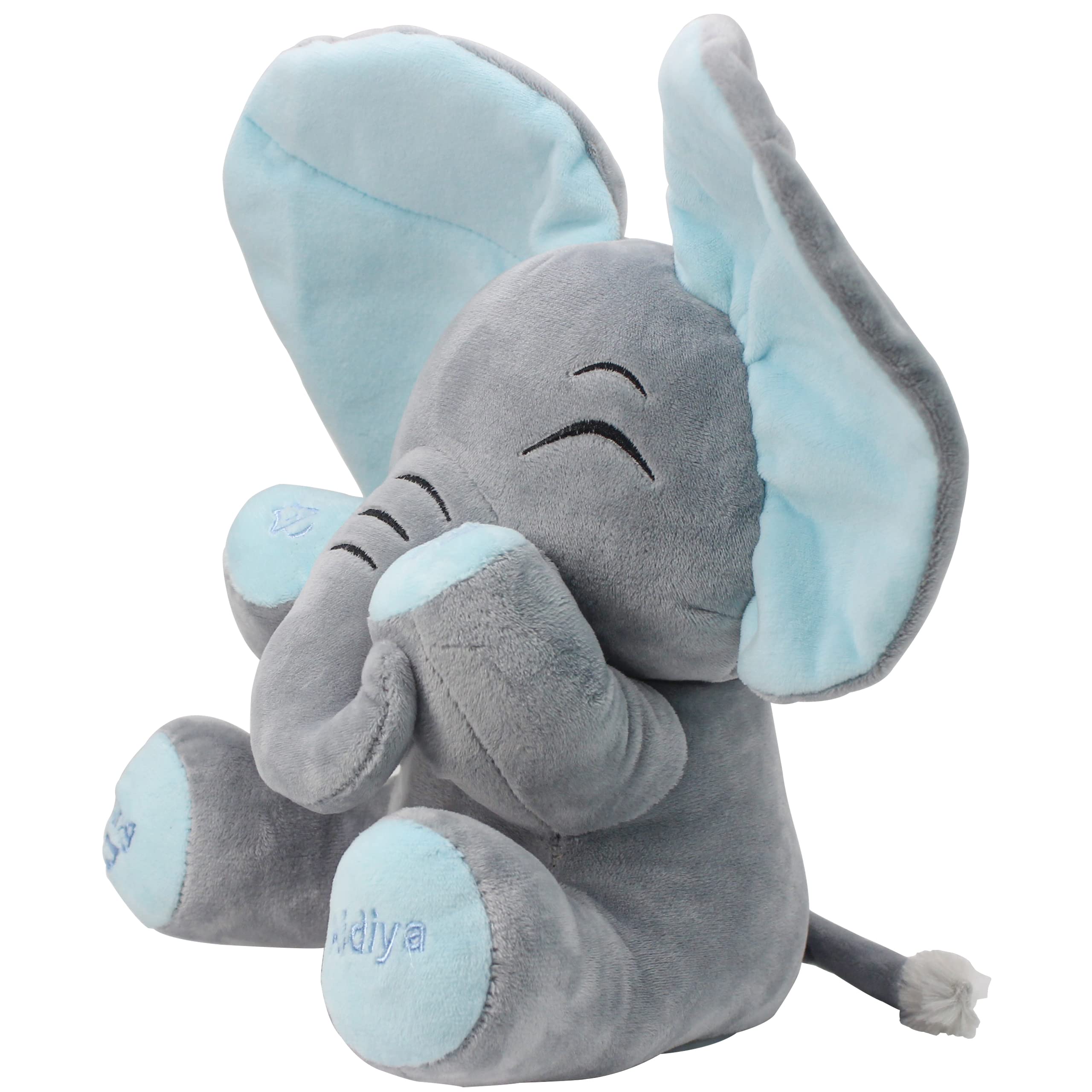 Close-up of Aidiya elephant soft plush texture inviting gentle hugs and tactile exploration.