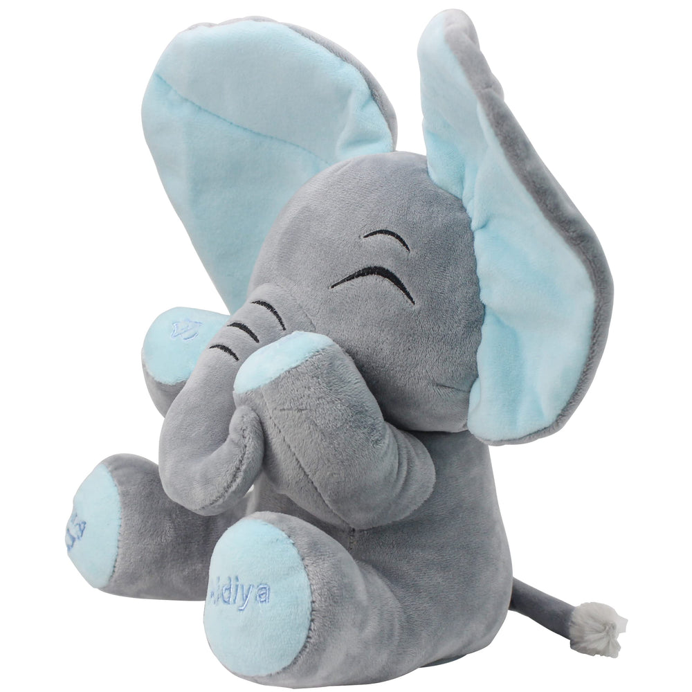 Close-up of Aidiya elephant soft plush texture inviting gentle hugs and tactile exploration.