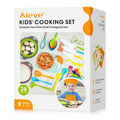AIEVE kids cooking set with chef hat and apron for safe, realistic pretend cooking.