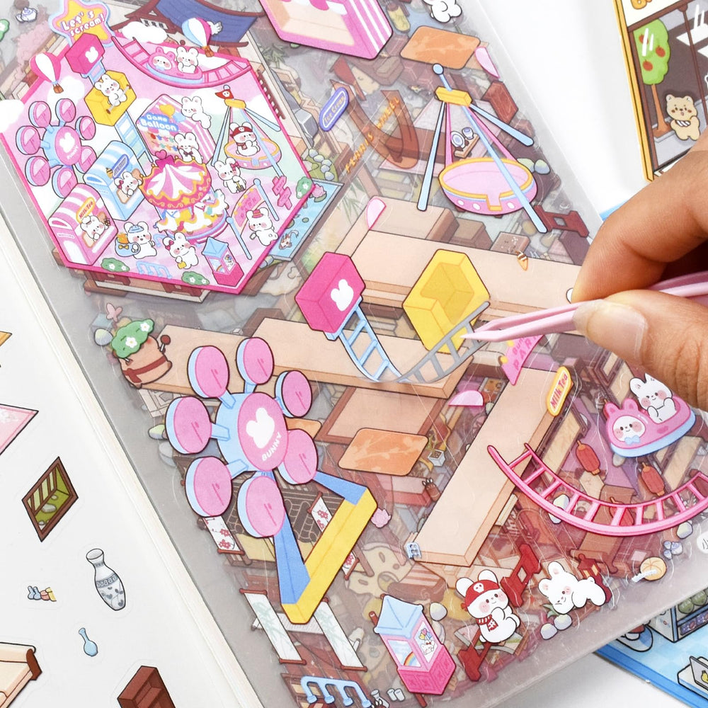 Aifong packaging notebook display helps organize sets and inspire sticker projects.
