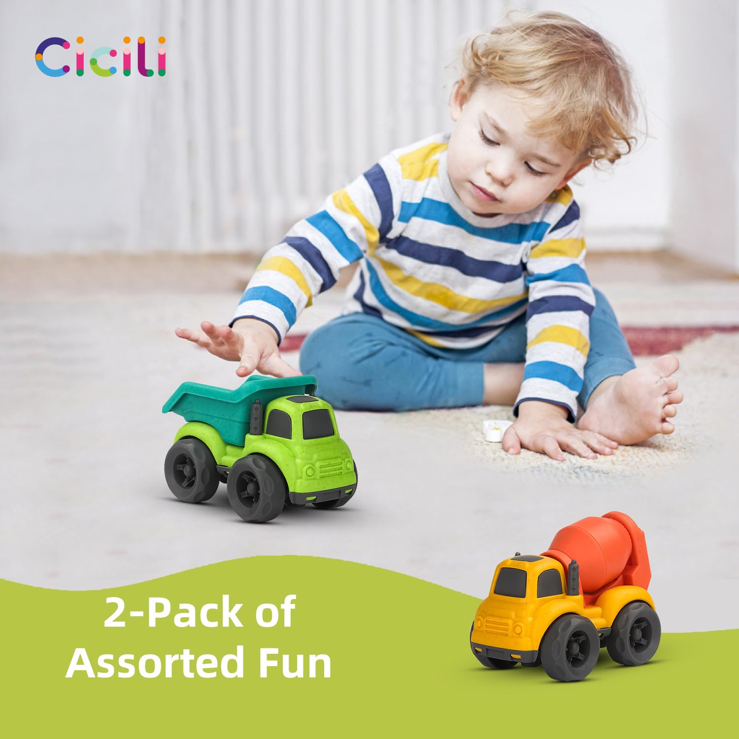 Aigitoy push trucks with easy-grip design supporting motor skills during pretend work