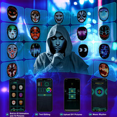 AIGLUN LED mask rechargeable battery offers long playtime for events.