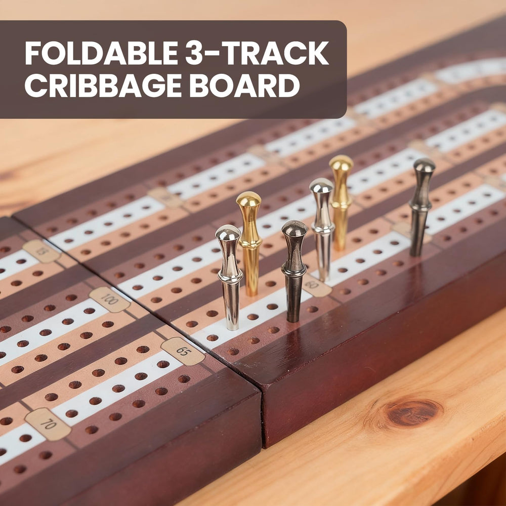 Aigomc cribbage board with 3-track surface for smooth, engaging gameplay.