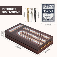 Aigomc cribbage board showing built-in card storage for tidy play.