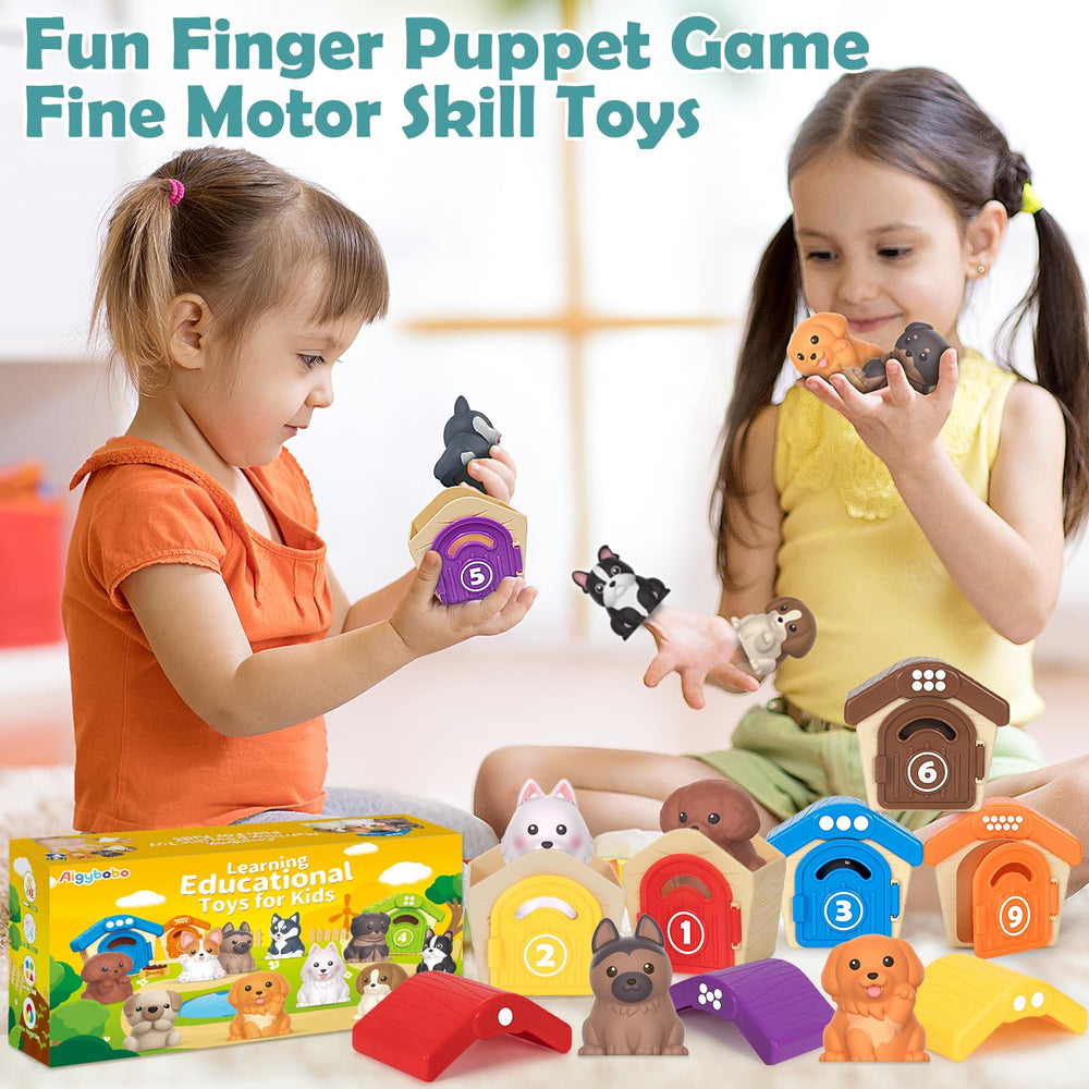 Aigybobo gift-ready puppy finger puppet set for birthdays and holidays.