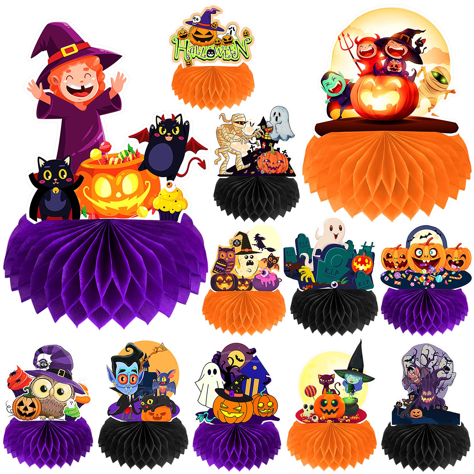 Aigybobo Halloween honeycomb pumpkin centerpiece for festive table decorations