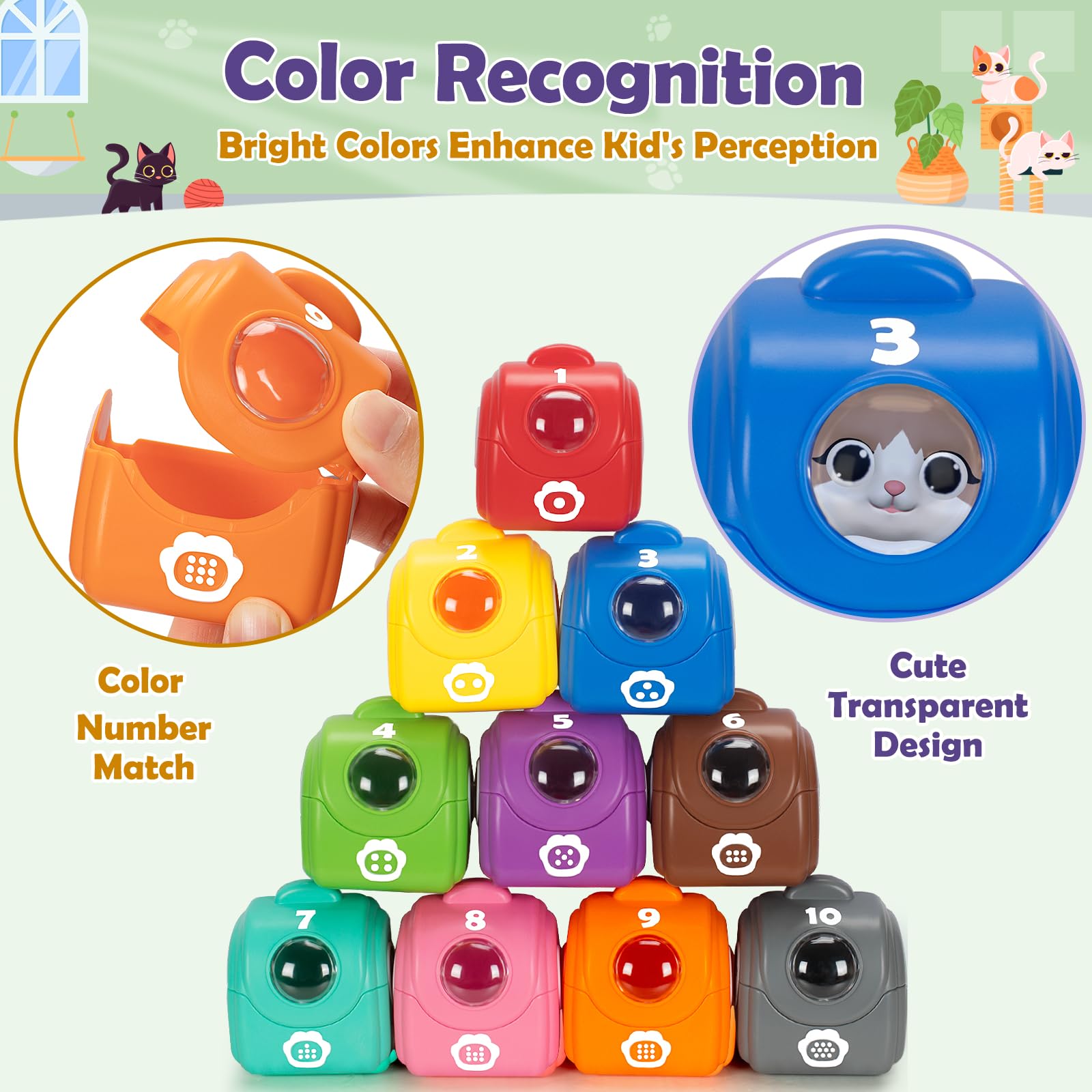 Aigybobo safe vinyl kittens and ABS bags designed for toddlers.